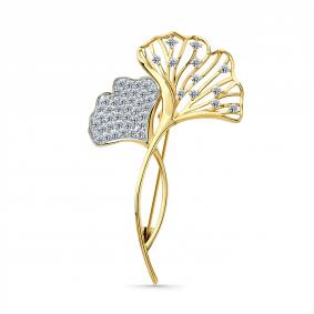 Брошь из лимонного золота Мастер Бриллиант 06M7-370402-00-70 с бриллиантом 06M7-370402-00-70 фото