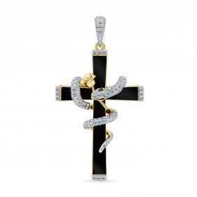 Золотая подвеска Символ года Змея Мастер Бриллиант с бриллиантом и эмалью 06M8-355008-00-55 06M8-355008-00-55 фото