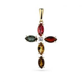 Подвеска из лимонного золота Мастер Бриллиант 06M8-380415-00-60 с бриллиантом и турмалином 06M8-380415-00-60 фото