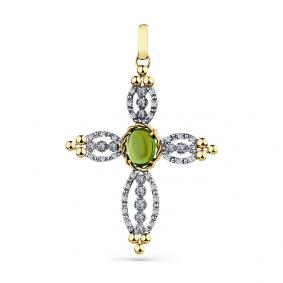 Подвеска из лимонного золота Мастер Бриллиант 06M8-380422-00-60 с бриллиантом и турмалином 06M8-380422-00-60 фото