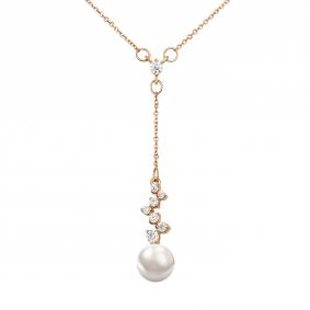 Золотое колье Platina 07-0105-00-302-1110-31 с фианитом и жемчугом 07-0105-00-302-1110-31 фото