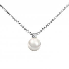 Колье из белого золота Platina 07-0146-00-302-1120-03 с фианитом и жемчугом 07-0146-00-302-1120-03 фото