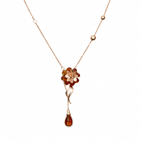 Золотое колье Platina 07-0220-00-271-1110-46 с янтарём 07-0220-00-271-1110-46 фото