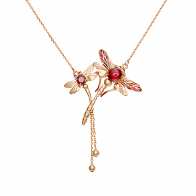 Золотое колье Platina 07-0239-00-204-1110-57 с гранатом и эмалью 07-0239-00-204-1110-57 фото