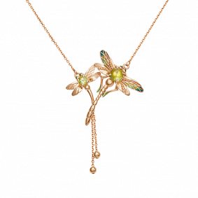 Золотое колье Platina 07-0239-00-205-1110-57 с хризолитом и эмалью 07-0239-00-205-1110-57 фото