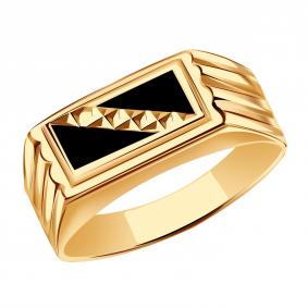 Золотое кольцо Золотые узоры 07-1566 с эмалью 07-1566 фото