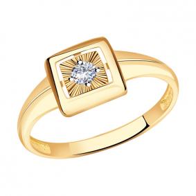 Золотое кольцо Золотые узоры 07-1595 с цирконием 07-1595 фото