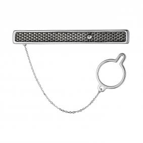 Зажим Для Галстука из черненого серебра АЛЬКОР 07-3073/00ЧБ-17 с чёрным бриллиантом 07-3073/00ЧБ-17 фото