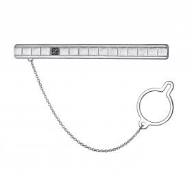 Серебряный зажим для галстука АЛЬКОР 07-3079/00ЧБ-17 с чёрным бриллиантом 07-3079/00ЧБ-17 фото