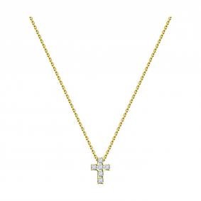 Колье-крест из лимонного золота SOKOLOV с фианитом 070559-2 070559-2 фото