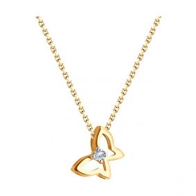 Золотое колье SOKOLOV 070590 с фианитом 070590 фото