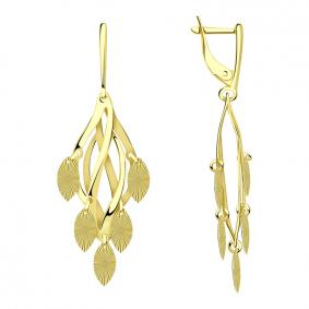 Серьги из лимонного золота Золотые узоры 08-1427л 08-1427л фото