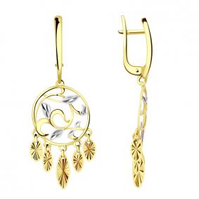 Серьги из лимонного золота Золотые узоры 08-1436л 08-1436л фото