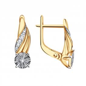 Золотые серьги Золотые узоры 08-52-0102-00 с цирконием 08-52-0102-00 фото