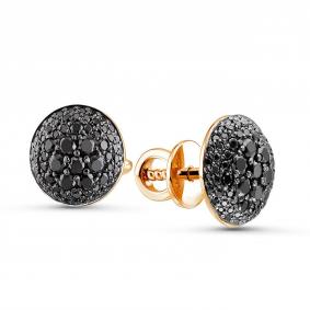 Золотые серьги ERA Jewellery 09-02102-01-038-01-05 с чёрным бриллиантом 09-02102-01-038-01-05 фото