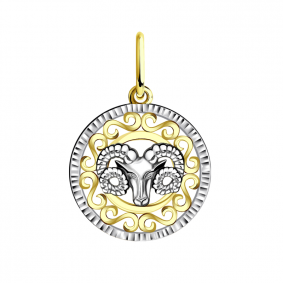 Подвеска из лимонного золота знак зодиака Овен Золотые узоры 09-0848л 09-0848л фото