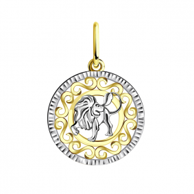 Подвеска из лимонного золота знак зодиака Лев Золотые узоры 09-0852л 09-0852л фото