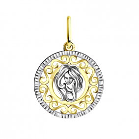 Подвеска из лимонного золота знак зодиака Дева Золотые узоры 09-0853л 09-0853л фото