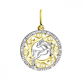 Подвеска из лимонного золота знак зодиака Стрелец Золотые узоры 09-0856л 09-0856л фото