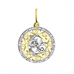 Подвеска из лимонного золота знак зодиака Козерог Золотые узоры 09-0857л 09-0857л фото