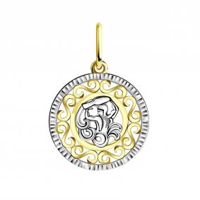 Подвеска из лимонного золота знак зодиака Водолей Золотые узоры 09-0858л 09-0858л фото