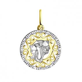 Подвеска из лимонного золота знак зодиака Рыбы Золотые узоры 09-0859л 09-0859л фото