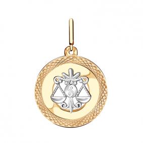 Золотая подвеска Знак зодиака Весы Золотые узоры 09-0878 09-0878 фото
