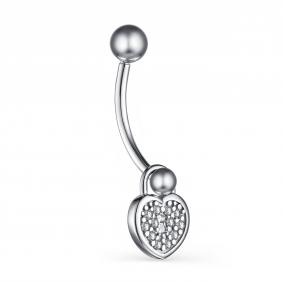 Серебряный пирсинг в пупок АЛЬКОР с фианитом 09-2975/00КЦ-00 09-2975/00КЦ-00 фото