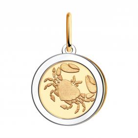 Золотая подвеска Знак зодиака Рак Золотые узоры 09-63-0017-00 09-63-0017-00 фото