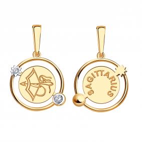 Золотая подвеска Знак зодиака Стрелец Золотые узоры с цирконием 09-63-0042-00 09-63-0042-00 фото