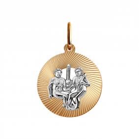 Золотая подвеска Знак зодиака Близнецы Золотые узоры 09-675 09-675 фото