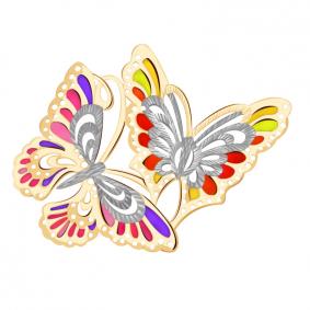 Золотая брошь Золотые узоры с витражной эмалью 09-750 09-750 фото