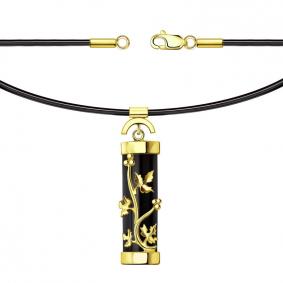 Каучуковый шнурок с декоративным элементом из лимонного золота ТД Эстет с агатом 0РЛ430036-1 0РЛ430036-1 фото