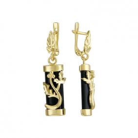 Серьги из лимонного золота ТД Эстет 0РС430018-1 с агатом 0РС430018-1 фото