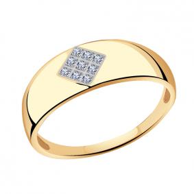 Золотое кольцо Золотые узоры 1-4653 с цирконием 1-4653 фото