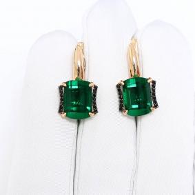 Золотые серьги ЮК Granat с ситалом цвета Изумруд и фианитом 1.20.12.5706.35-5102 1.20.12.5706.35-5102 фото
