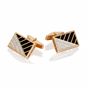 Золотые запонки Platina 10-0024-00-401-1110-25 с фианитом и эмалью 10-0024-00-401-1110-25 фото