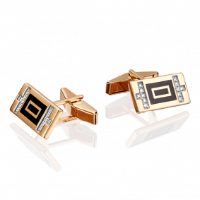 Золотые запонки Platina 10-0046-00-401-1110-25 с фианитом и эмалью 10-0046-00-401-1110-25 фото
