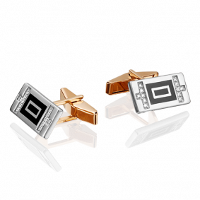 Запонки из комбинированного золота Platina 10-0047-00-401-1111-25 с фианитом и эмалью 10-0047-00-401-1111-25 фото