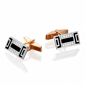 Запонки из комбинированного золота Platina 10-0049-00-401-1111-25 с фианитом и эмалью 10-0049-00-401-1111-25 фото