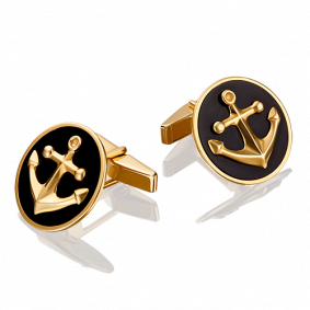 Запонки из лимонного золота Platina 10-0056-00-000-1130-22 с эмалью 10-0056-00-000-1130-22 фото