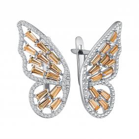 Серебряные серьги TALANT 10-72-0005-15626 с фианитом и кварцем 10-72-0005-15626 фото