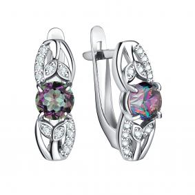 Серебряные серьги TALANT 10-72-0К01-10190 с фианитом и кварцем 10-72-0К01-10190 фото