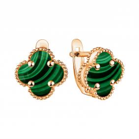 Серьги из золочёного серебра TALANT 10-78-00Щ0-11209 с малахитом 10-78-00Щ0-11209 фото