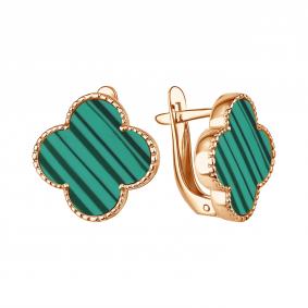 Серьги из золочёного серебра TALANT 10-78-00Щ0-29894 с малахитом 10-78-00Щ0-29894 фото