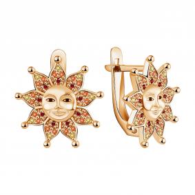 Серьги из золочёного серебра TALANT 10-7D-000M-17357 с фианитом 10-7D-000M-17357 фото