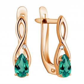 Золотые серьги TALANT 10-90-8000-27323 с бриллиантом и изумрудом 10-90-8000-27323 фото