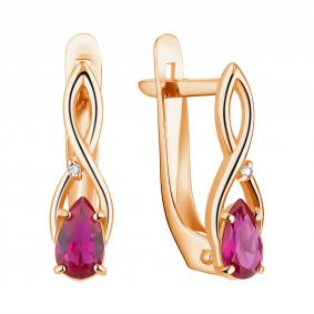 Золотые серьги TALANT 10-90-9000-27323 с бриллиантом и рубином 10-90-9000-27323 фото