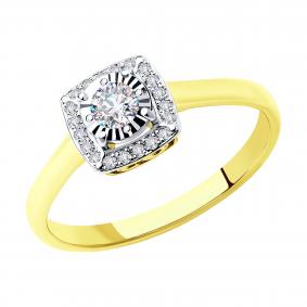 Кольцо из лимонного золота SOKOLOV 1011111-2 с бриллиантом 1011111-2 фото