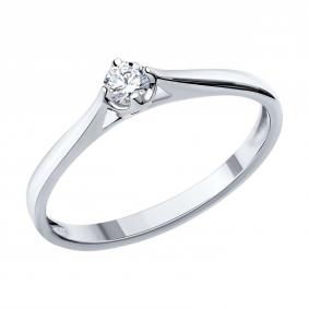 Кольцо из белого золота SOKOLOV 1011384-5 с бриллиантом выращенным 1011384-5 фото